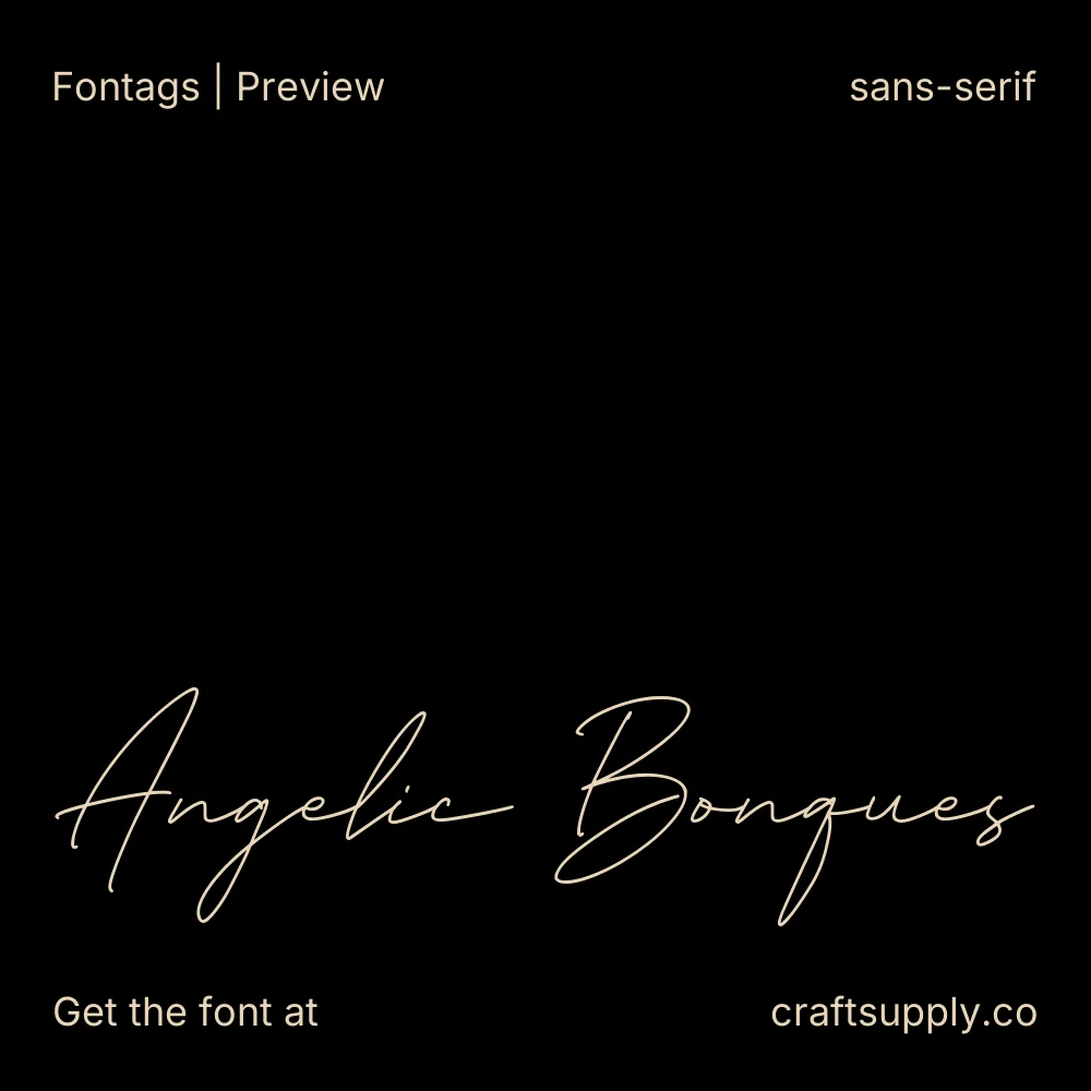 Angelic Bonques font specimen