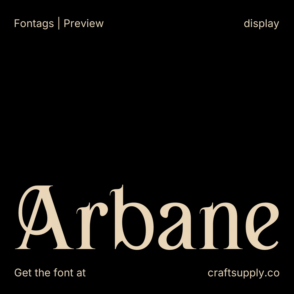Arbane font specimen