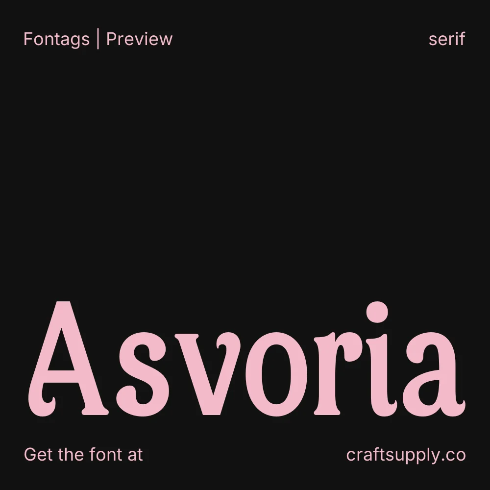 Asvoria font specimen