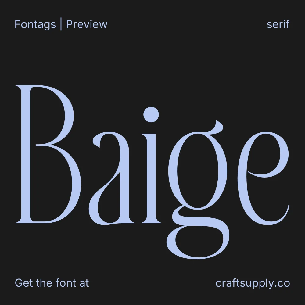 Baige font specimen