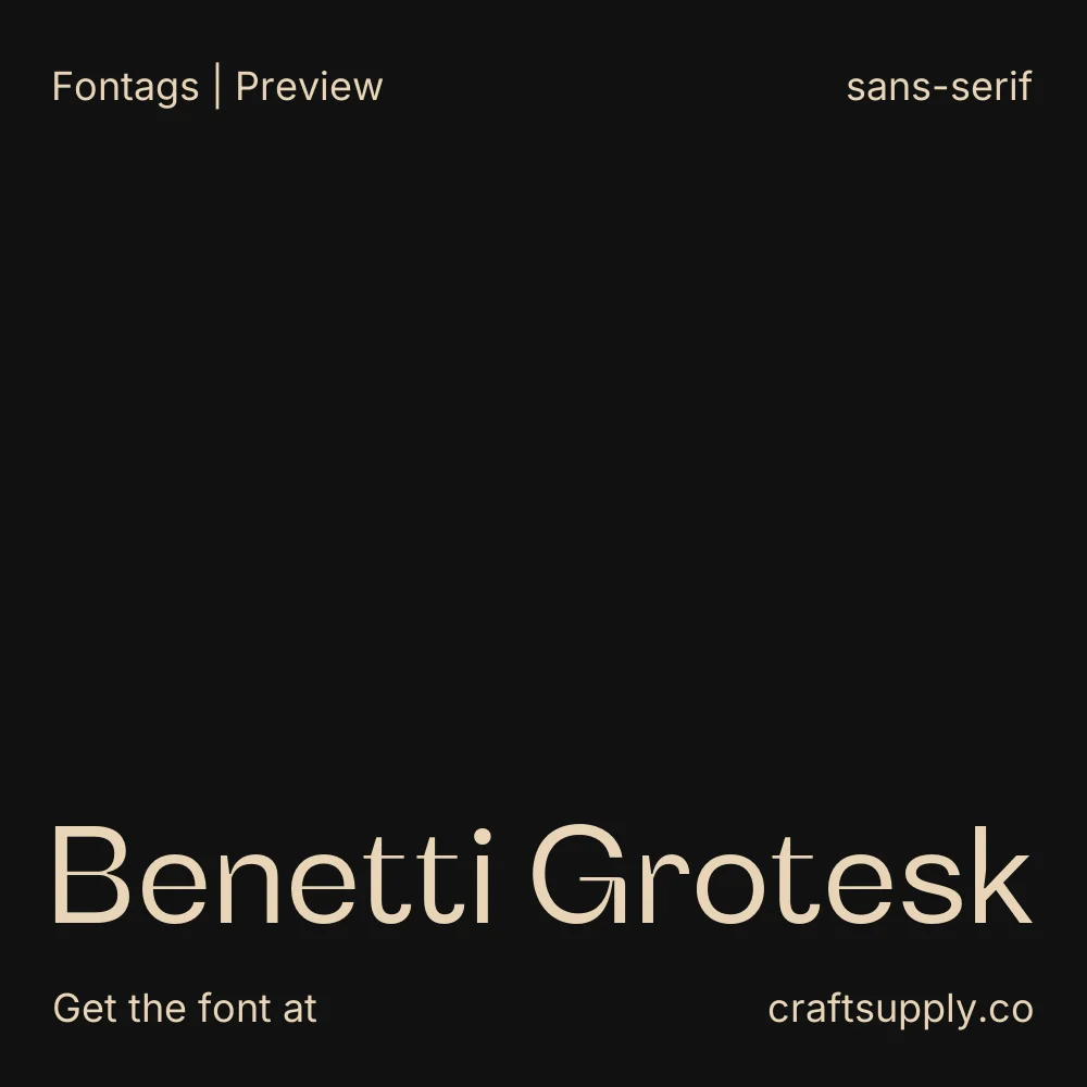 Benetti Grotesk font specimen