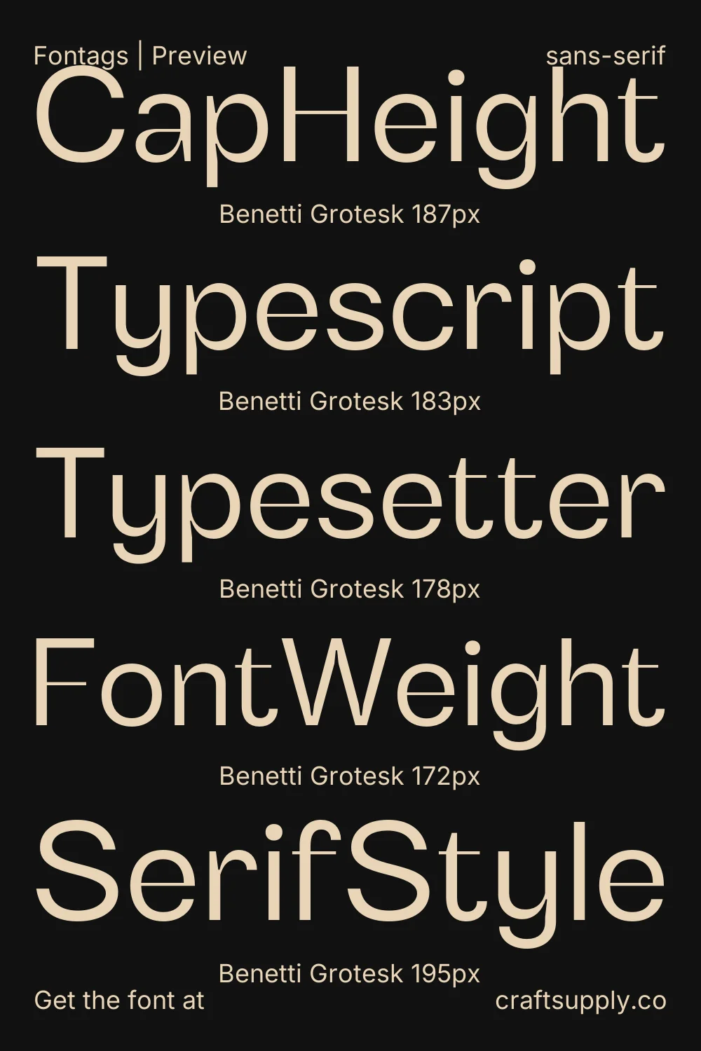 Benetti Grotesk specimen 9